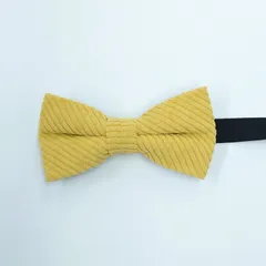 蝶ネクタイ　コーデュロイ　イエロー　結婚式　新郎新婦　タキシード