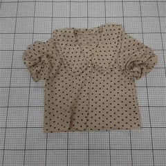 ◇ ⊂ NICE CLAUP ナイスクラップ ドット フリル三角襟 半袖 シャツ ブラウス サイズF ベージュ系 レディース E  【1509300010539】