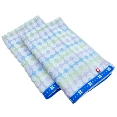 今治タオル ローラン フェイスタオル 33×80cm ブルー 2枚セット 国産 綿100% 薄手 吸水 速乾 花柄 普段使い