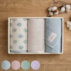 タオル ギフト 綿雪のようなタオル フェイスタオル3枚 セット （ フェイスタオル タオルギフト ギフトセット 手拭き 手洗い 湯上りタオル デイリータオル 洗面タオル 綿100 綿雪 吸水 高吸水 速乾 ドット 無地 ）