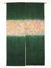 のれん　綿　キラメキ　絞り　深緑　手染め　和風　モダン