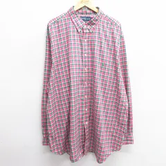 XL/古着 ラルフローレン 長袖 ブランド シャツ メンズ 90s ワンポイントロゴ 大きいサイズ ロング丈 コットン ボタンダウン ピンク他 チェ