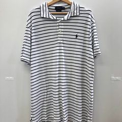POLO RALPH LAUREN  ポロラルフローレン 半袖シャツ ポロシャツ ボーダー柄 ポニー刺繡 CHINA製 メンズ XL ホワイト ブラック