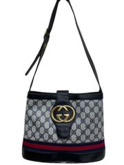 オールド グッチ GUCCI シェリー GG キャンバス レザー ネイビー