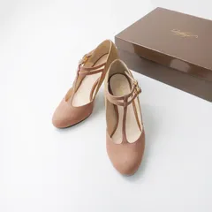美品 オデットエオディール ODETTE E ODILE シャイニー スエード Tストラップ パンプス 22.5cm/ピンクベージュ ヒール【2400014315912】
