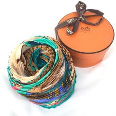 1305 HERMES エルメス プリーツ カレ90 スカーフ ショール マフラー レディース 女性