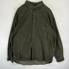 古着 エディーバウアー Eddie Bauer 長袖シャツ ボタンダウン 柄 コーデュロイ地 ポケット 大きいサイズ XL  グリーン メンズ