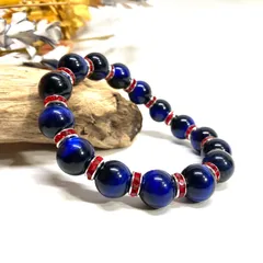 ブルータイガーアイ パワーストーン ブレスレット 12mm （レッド）メンズ・レディース 男性・女性 数珠ブレス 開運  [a]
