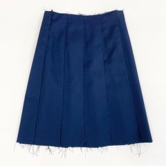 43e12 EMILIO PUCCI エミリオプッチ イタリア製 カットオフ プリーツ 膝丈スカート ボトムス 38 ネイビー