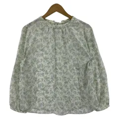 ROPE PICNIC ロペピクニック 小花柄 シアー プルオーバーブラウス size38/ホワイト×グリーン