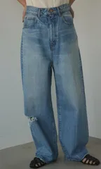 BLACK BY MOUSSY ブラックバイマウジー loose straight crash denim070HS011-0651