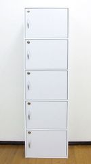 送料無料 鍵付収納５段キャビネット ホワイト系 幅42cm ロッカー（961） 送料無料 鍵付収納5段キャビネット ホワイト系 幅42cm ロッカー（961