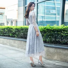 ブライズメイド ドレス 大人 ピアノ 発表会 ロングドレス 演奏会 結婚式 袖付き ミモレ丈 体型カバー 二次会 花嫁HZQ7450