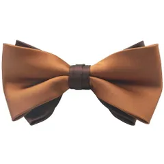 オレンジブラウン ブラウン 無地 変形 蝶ネクタイ ボウタイ 簡易装着タイプ