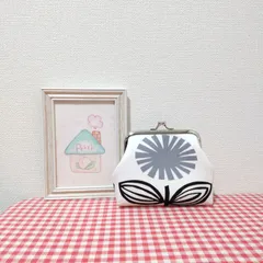 がま口（北欧風＊花柄＊グレー）