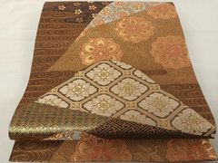 細帯正絹　算数セット柄　変わり横縞 平和屋着物◎六通柄袋帯 霞文 金糸 正絹 逸品 BAAU5160hv - メルカリ