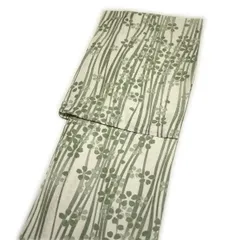 着物 洗える仕立て上がり小紋（袷：グリーン系 桜と流水柄：Lサイズ）