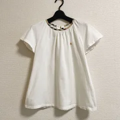 BURBERRY LONDON バーバリーロンドン ブラウス ノバチェック ロゴ刺繍 ホワイト 白 160A 半袖 春夏 綿100% 日本製