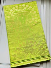 袋帯 正絹 / 黄緑色系 グリーン系 / 草花文 幅約31cm 着物帯 TCS着物 W46
