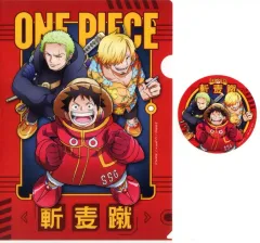 【中古】グッズセット ルフィ＆ゾロ＆サンジ(等身) 麦わらストアコラボ A4クリアファイル＆ステッカーセット 「一番くじ ワンピース 未来島エッグヘッド～きみへの想い～」 I賞