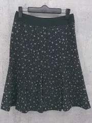 ◇ NEWYORKER ニューヨーカー 総柄 膝下丈 フレア スカート サイズ61-89 ブラック グレー レディース 【中古】 【1002801099374】