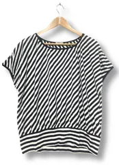 ③【送料無料】【極美品】a.v.v standard アー・ヴェ・ヴェスタンダード   カットソー ドルマンスリーブ 斜めストライプ 白黒 Mサイズ38 ■管理番号L29150SSA25-250713-10(198)