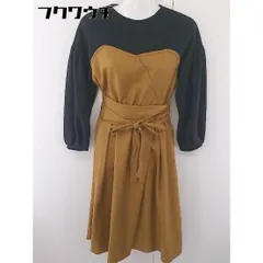 ◇ ◎ Simplicite シンプリシテェ ベルト付 切替 長袖 ロング ワンピース ブラック キャメル レディース  【中古】 【1201280004170】