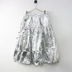未使用 2024 大きいサイズ アズノゥアズオオラカ AS KNOW AS olaca シャカシャカ音するスカート 3/シルバー フレア ゴム【2400014176193】