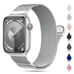 CAERMA コンパチブル アップルウォッチ バンド 38mm 40mm 41mm 42mm 44mm 45mm 46mm 49mm コンパチブル Apple Watch バンド ステンレス留め金製 男女兼用 長さ調節 強力な磁 通気 メッシュ ベルト コンパ