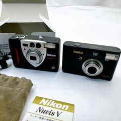 【中古・簡易動作確認済み】Nikon Nuvias V / Konica Revio 黒 APSフィルム カメラ 二台セット 電池込み やや傷