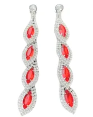 ピアス コンテスト ビジューピアス ドレス ビキニ ステージ アクセサリー ロングピアス 舞台 ドレスアップ パーティー (リーフRed) [リーフRed]