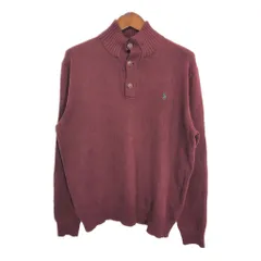 Polo by Ralph Lauren ポロ ラルフローレン コットン ニット セーター ワンポイントロゴ ワインレッド (メンズ L) 中古 古着 S2726