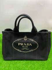 ●PRADA　プラダ　カナパトートバッグ 　ブラック　ショルダーベルトあり　IBG642　角擦れ/持ち手色褪せあり　保存袋黄ばみあり　中古　u250606＿300