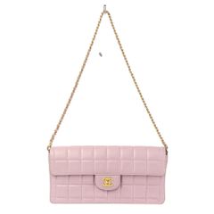 良品 CHANEL シャネル チョコバー ラムスキン ココマークターンロック フラップ チェーンショルダーバッグ ピンク ゴールドカラー金具 レディース 古着 中古 USED