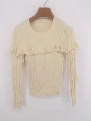 ◇ Ray BEAMS レイ ビームス カジュアル フリル リブニット 長袖 カットソー ベージュ系 レディース P  【1307060004870】