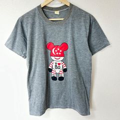 (^w^)b BE@RBRICK ベアブリック クルーネック 半袖Tシャツ I LOVE SG SINCE 1965 シンガポール フロントプリント 古着MIX カジュアル グレー メンズ レディース ユニセックス