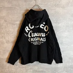 RODEO CROWNS WIDE BOWL ロデオクラウンズ パーカー ケーブルニット ドッキングパーカー 刺繍ロゴ 切替デザイン ブラック 黒 フリーサイズ F