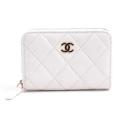 シャネル 財布 レディース マトラッセ カードケース コインケース ホワイト ランダム キャビアスキン CHANEL 未使用展示品