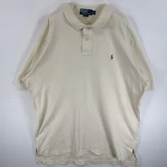 古着 90's/90年代 ポロバイラルフローレン Polo by Ralph Lauren 半袖 ポロシャツ ワンポイント ロゴ 刺繍 大きいサイズ 2ボタン XL  イエロー系 無地 メンズ