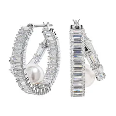 スワロフスキー SWAROVSKI ピアス アリアナ・グランデコレクション フープピアス クリスタルパール クリア シルバー 5720868 ジュエリー アクセサリー
