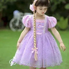 90サイズ再販【即納】coto select ラプンツェル風豪華プリンセスチュールドレス［ラプンツェル プリンセスドレス ドレス バースデードレス ハロウィン 仮装 コスプレ 女の子 子供］