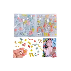 Evergarden デコパーツ 【2枚セット】 シリコンモールド くるくる リボン ハート くま さくらんぼ コンフェッティ トレカ デコ パーツ デコレジン デコレーション リボン 星 ファンシー小物 レジン アクセサリー キーホルダー シャカシャカ  1