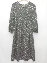 ◇ ⊇ ROPE PICNIC ロペピクニック 総柄 長袖 膝下丈 ワンピース サイズ36 ブラック マルチ レディース P  【1409090017254】