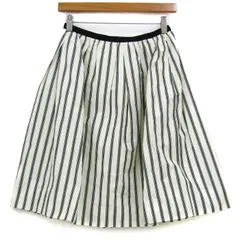 ノーリーズ スカート ボトムス ギャザー ストライプ柄 日本製 レディース 38サイズ 白×黒 NOLLEY'S 【中古】