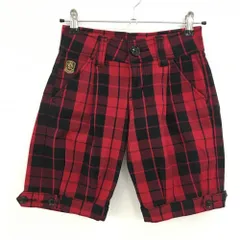 【超美品】エドウィンゴルフ ハーフパンツ レッド×黒 チェック レディース XS ゴルフウェア EDWIN GOLF