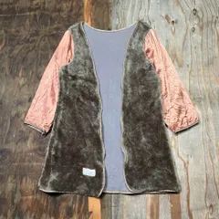 VINTAGE 2トーン ライナー コート カーディガン ボア ファー ピンク ユーロ フェアリーグランジ 80s 90s 古着 レディース MM108