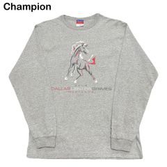 Champion ホンジュラス製 袖目あり アスレチック MUSTANGS フットボール 2004 ペガサス 馬 horse アニマル ロングスリーブカットソー Mサイズ