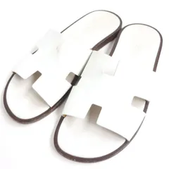 大人気▼現行品 HERMES エルメス イズミール Hロゴ レザー スライドサンダル/シャワーサンダル ホワイト 40 1/2 イタリア製 メンズ p14-st30223-331のサムネイル
