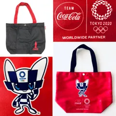 【赤&黒の2点】稀少　東京都オリンピック　TOKYO・2020 トートバッグ  新品　 Coca-Cola コカ・コーラ　赤&黒の粋なバッグ