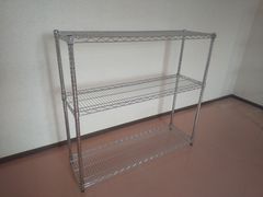 メタルラック ３段 キャスター無し H113cmW121cmD35cm 歪みあり■メタルシェルフ・ワイヤーラック■L-582